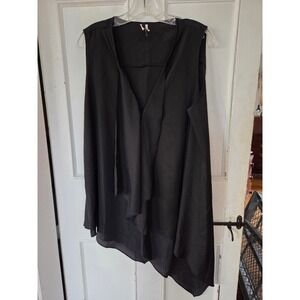 IC by Connie K Black Asymmetrical Sleeveless Blouse Top XL Made in USA